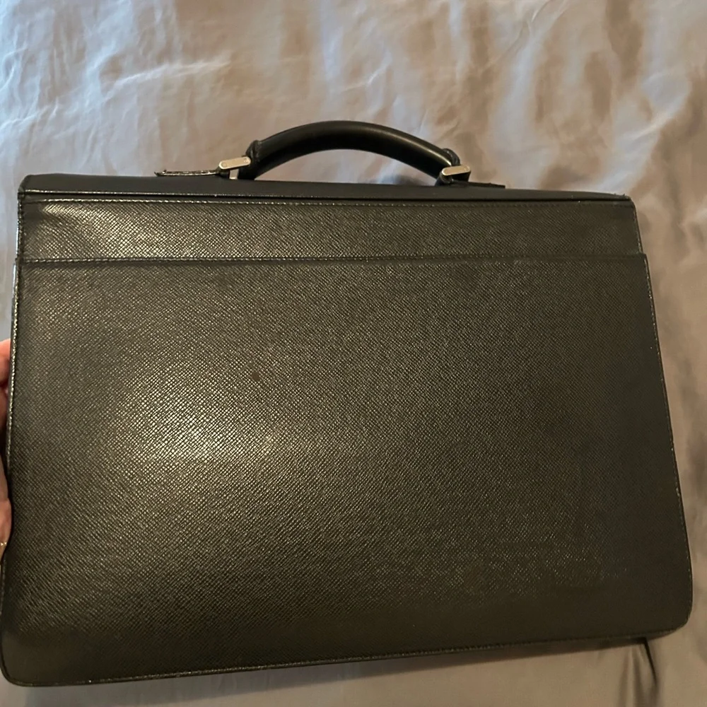 Louis Vuitton Taiga Leather Briefcase with Silver Clasp
